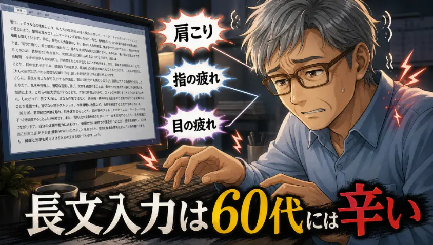 3.1 長文を「打つ」ことが、60代にはこんなに辛い