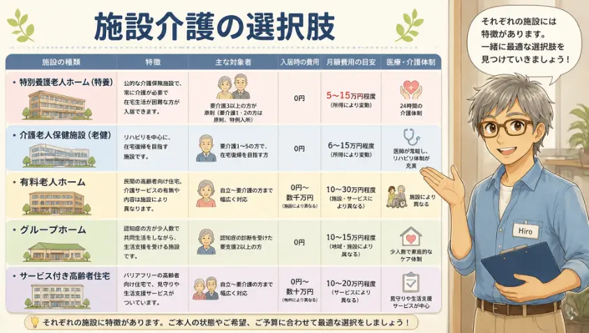 6.2　施設介護の主な選択肢
