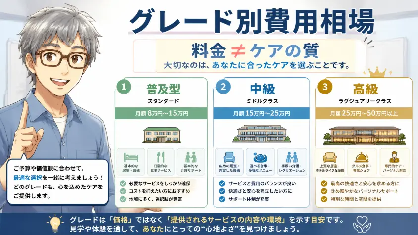 6. グレード別の費用相場　「料金 = ケアの質」ではない
