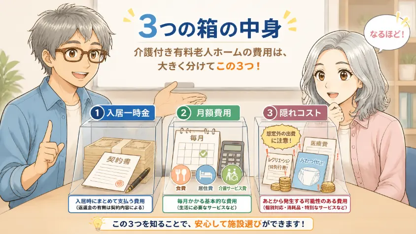 2.1　介護型有料老人ホームの費用は3つの箱でできている